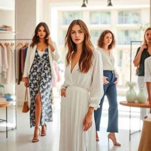 Photo d'un shooting pour la collection printemps-été de la boutique 'La Mode Lyonnaise'.